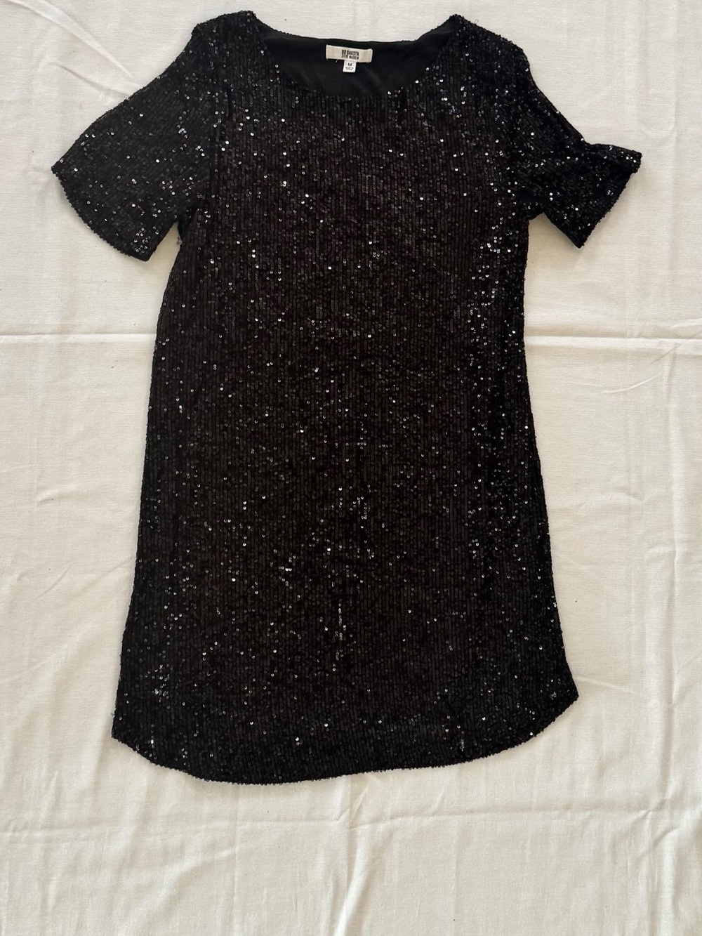 BB Dakota Black Sequin Short-Sleeve Mini Dress